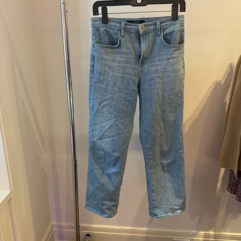 J Brand Light Wash Straight Leg Cropped Jeans – Size 26, Classic Denim